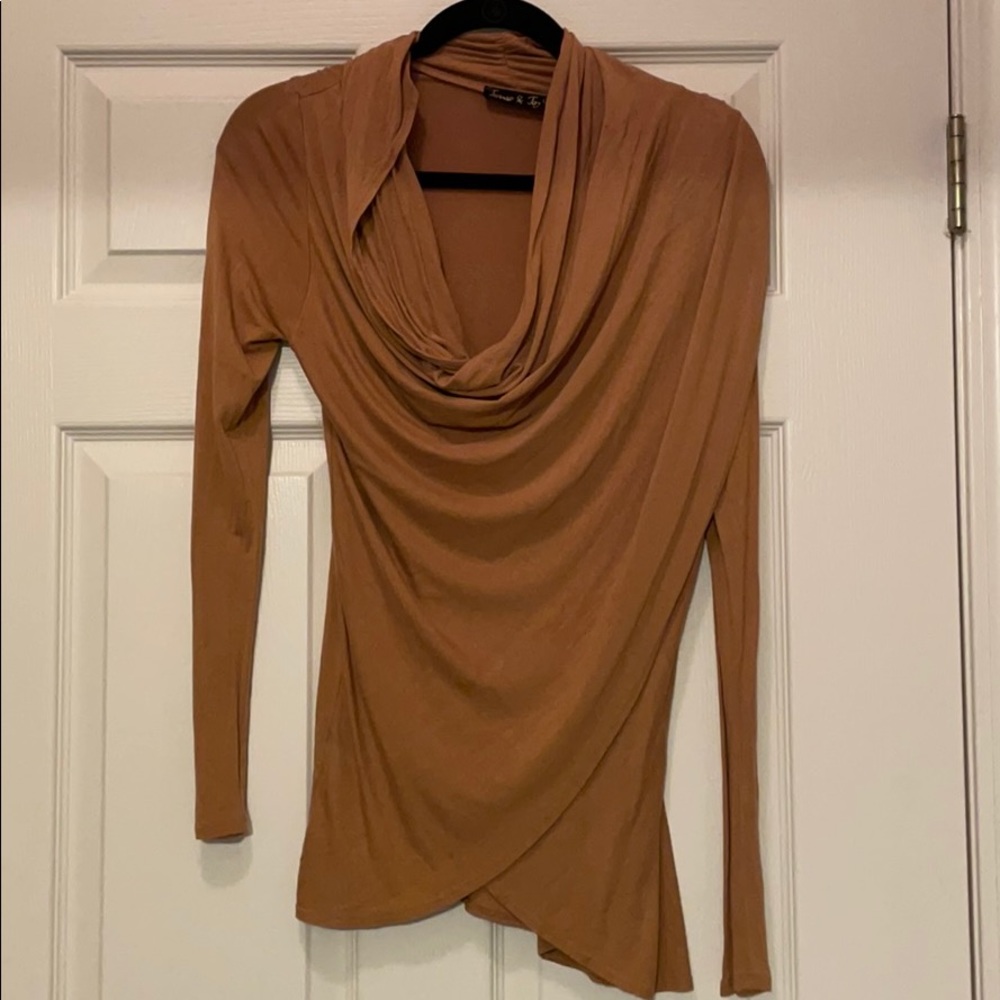Women’s mustard color long sleeved vented top